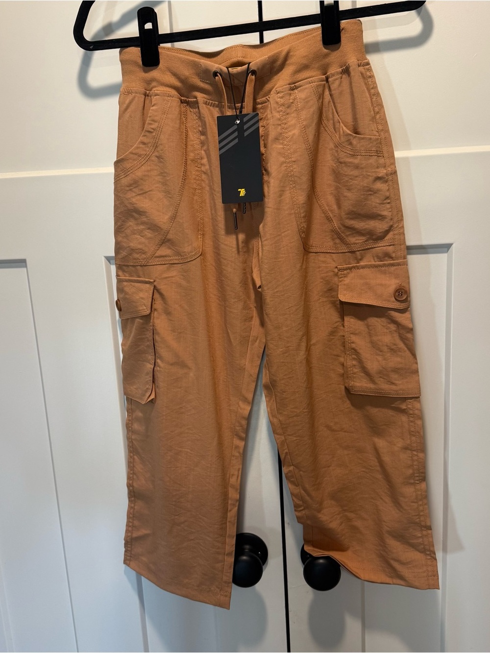 TBY Cargo Drawstring Pants in Rust Capri Length